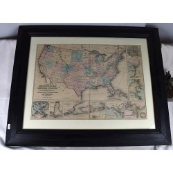 Historic Map: Johnson's New Military United States Forts, Military Posts & All The Military Divisions with Enlarged Plans of The Southern Harbors, 1862, Vintage Wall Art : 60in x 44in